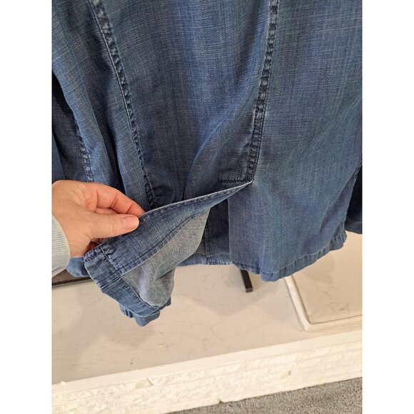 Talbots Womens Linen Blend Denim Chambray Blazer Jacket IX Single Button Front - Picture 7 of 12